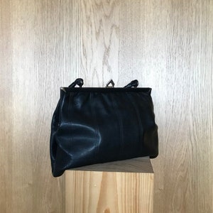 Tote bag evening bag robust black leather brand Rieke Modell from the 60s image 1