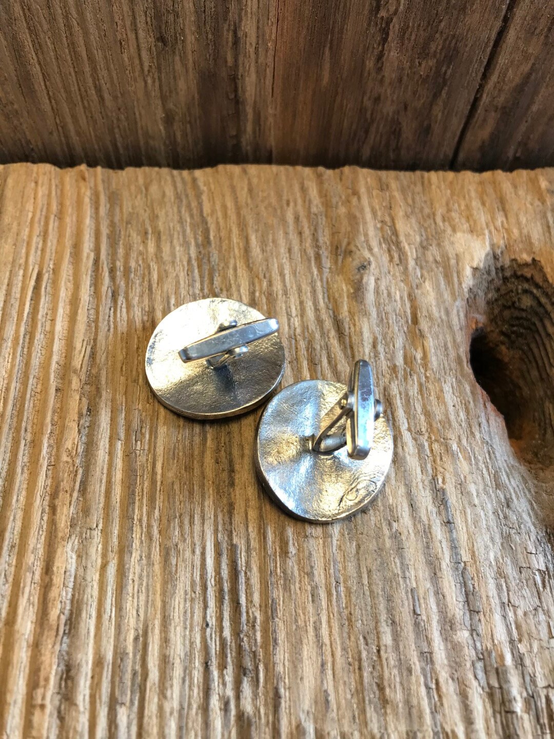 Boutons De Manchette Vintage Argent Sterling 925 - Style Brutaliste/moderniste Années 1970, Motifs Texturés - Occasion Bon état