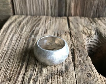 Wide ring brushed silver 925