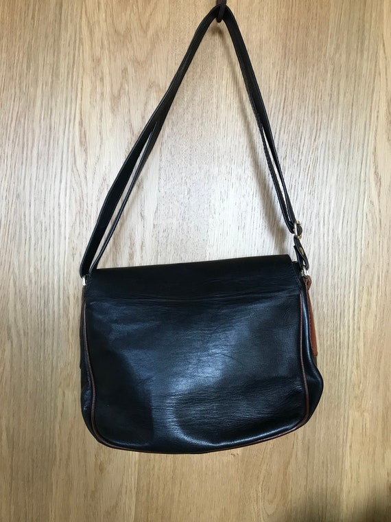 Shoulder Bag from The Giudi Italy Brand Made of High Quality Black Brown Vintage Leather