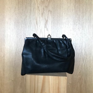 Tote bag evening bag robust black leather brand Rieke Modell from the 60s image 6