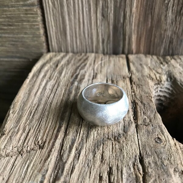 Brushed Silver Ring Etsy