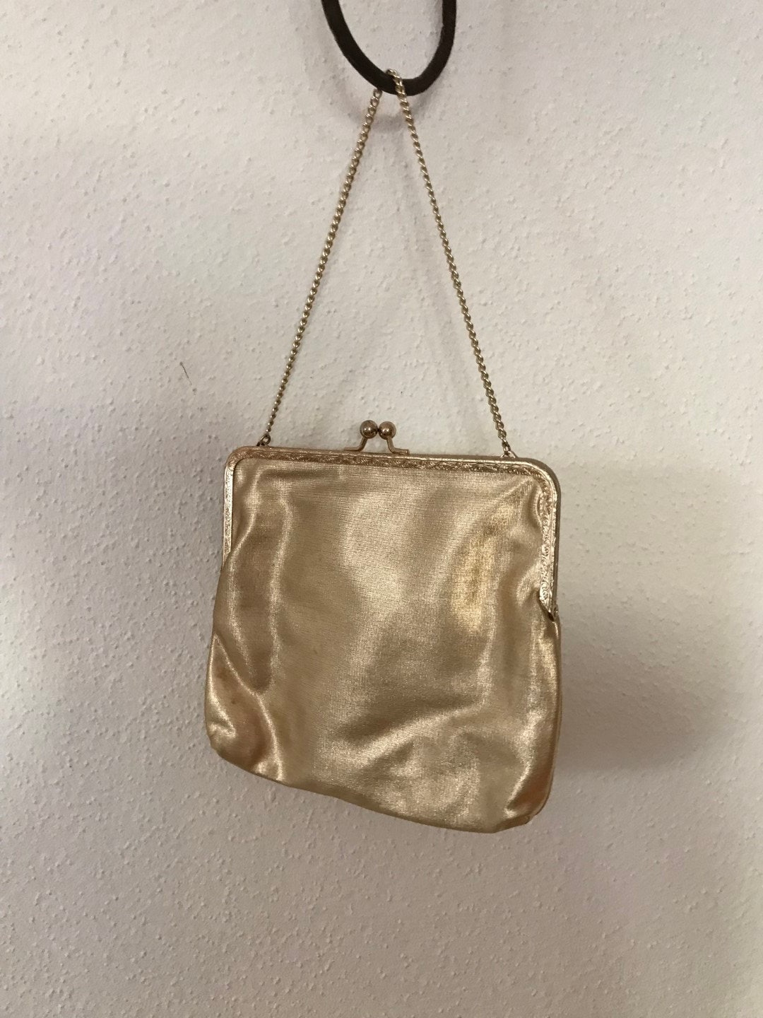 Shoulder bag evening bag clutch made of gold iridescent fabric