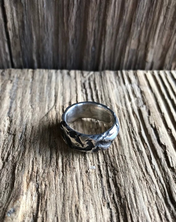 Bague En Argent Massif Avec Cabochon Noir - Taille 52, Occasion, Bijou Simple Et élégant