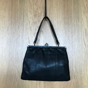 Tote bag evening bag robust black leather brand Rieke Modell from the 60s image 7