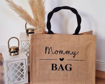 Juteshopper Mommy Bag | Jutetasche | Babyshower | Babyparty | Mom to be | Geschenk zum Muttertag | Geschenkidee für Mütter | Mama
