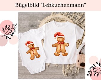 Bügelbilder für Kinder | Bügelmotiv für Kinder | Bügelmotiv | Aufbügelbild | Bügelbild Weihnachten | Bügelbild Lebkuchenmann | Weihnachten