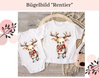 Bügelbilder für Kinder | Bügelmotiv für Kinder | Bügelmotiv | Aufbügelbild | Bügelbild Weihnachten | Bügelbild Rentier | Weihnachten