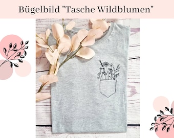 Bügelbild Wildblumen | Bügelbild Tasche Wildblumen | Bügelmotiv | Bügelapplikation | Aufbügelbild für Zuhause | Shirt Design | Bügelbilder