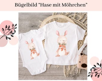Bügelbild Hasenmotiv – Perfekt für Oster-DIY, T-Shirts, Taschen & Deko | Bügelbild für Kinder | Bügelmotiv | Bügelbild Ostern | Bügelbild