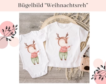 Bügelbilder für Kinder | Bügelmotiv für Kinder | Bügelmotiv | Aufbügelbild | Bügelbild Weihnachten | Bügelbild Reh | Weihnachten