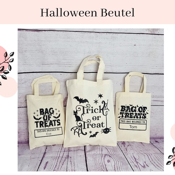 Personalisierbare Halloweenbeutel | Halloweenbeutel | Trick or Treat | Süßes oder Saures | Beutel für Halloween | Kinder Halloweenkostüm