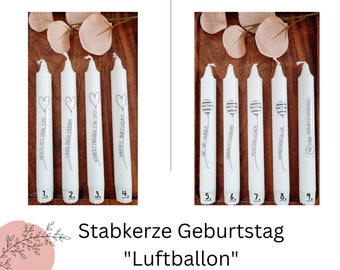 Stabkerze Geburtstag | Kerze beschriftet |Geburtstagskerze | Geburtstagsgeschenk | Geschenk zum Geburtstag | Geschenkidee | Dekoration |