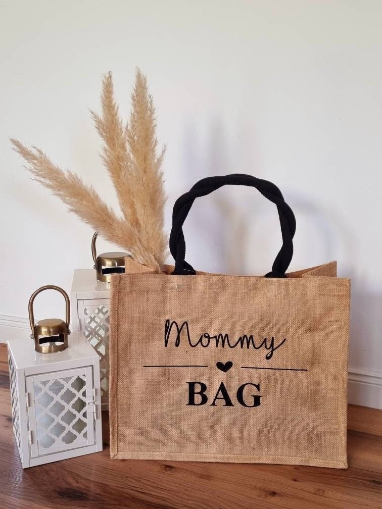 Jute Shopper Mommy Bag Jute Bag Baby Shower Baby Party Mom to Be Mother s Day Gift Gift Idea for Mothers Mom Etsy Canada
