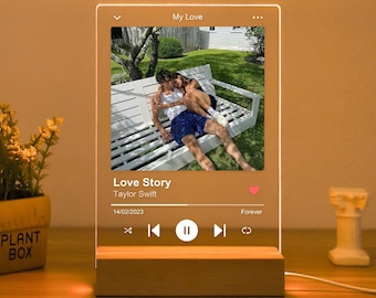 Custom Plaque With Photo / Album Cover,Acrylic Music Plaque, Personalized Song Plaque With Stand, Anniversary Gift For Her, Music Lover Gift