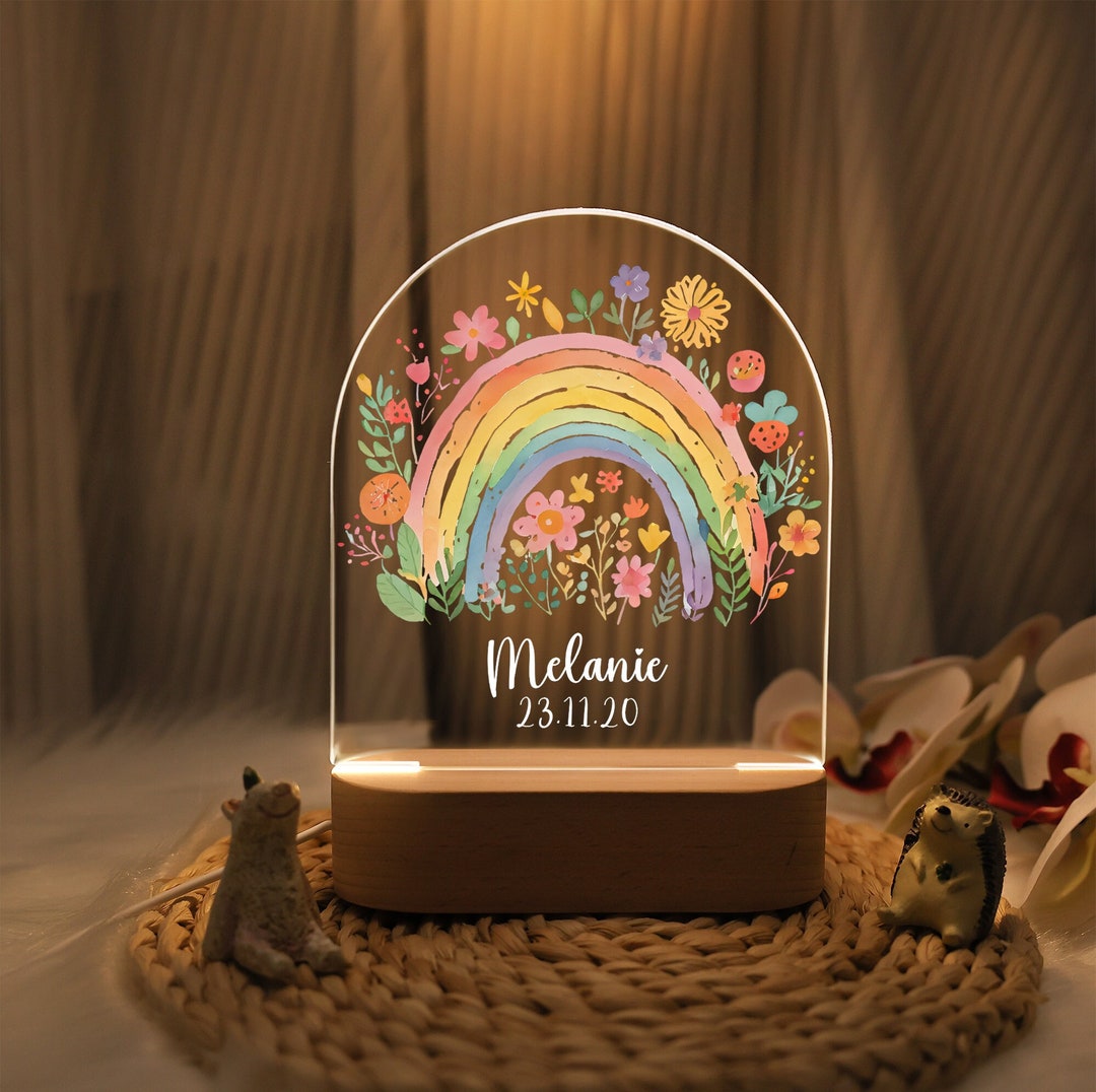 Personalized Flower Rainbow Night Light,name Night Light, Baby Room