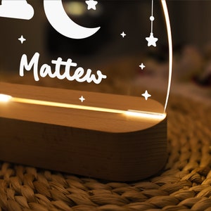 Veilleuse personnalisée pour bébé, nuages d'étoiles de lune, veilleuse personnalisée avec nom, cadeau pour enfants, décoration de chambre de bébé, lampe de chambre à coucher, cadeau de nouveau-né image 6