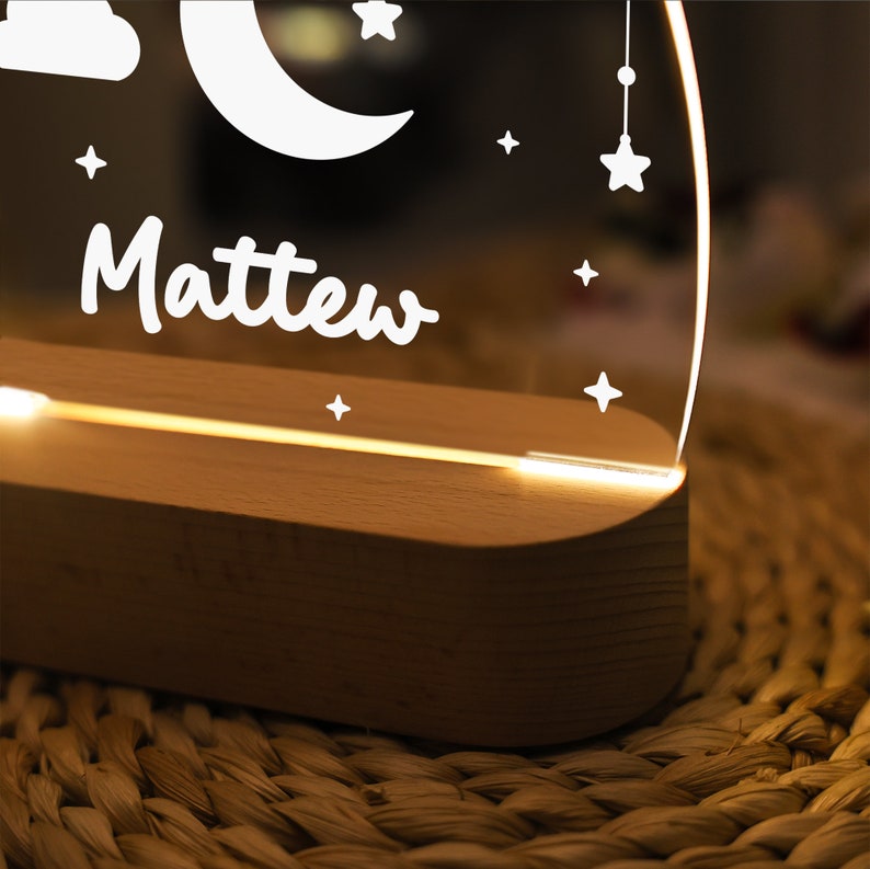 Personalized Night Light for Baby ,Moon Star Clouds, Custom Night Light With Name, Gift For Kids, Nursery Decor, Bedroom Lamp, Newborn Gift image 6