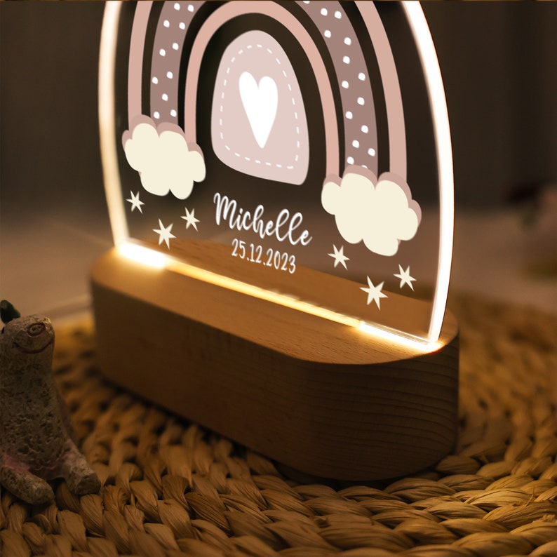 Regenbogen Nachtlicht, personalisierte Name Nachtlicht, Babyzimmer Dekor, Schlafzimmer Lampe, Kleinkind Lampe, Weihnachtsgeschenk für Kinder, Babypartygeschenk Bild 5