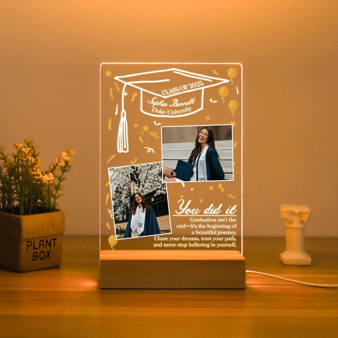 Personalised Graduation 2025 Photo Night Light, Graduates Plaque ...