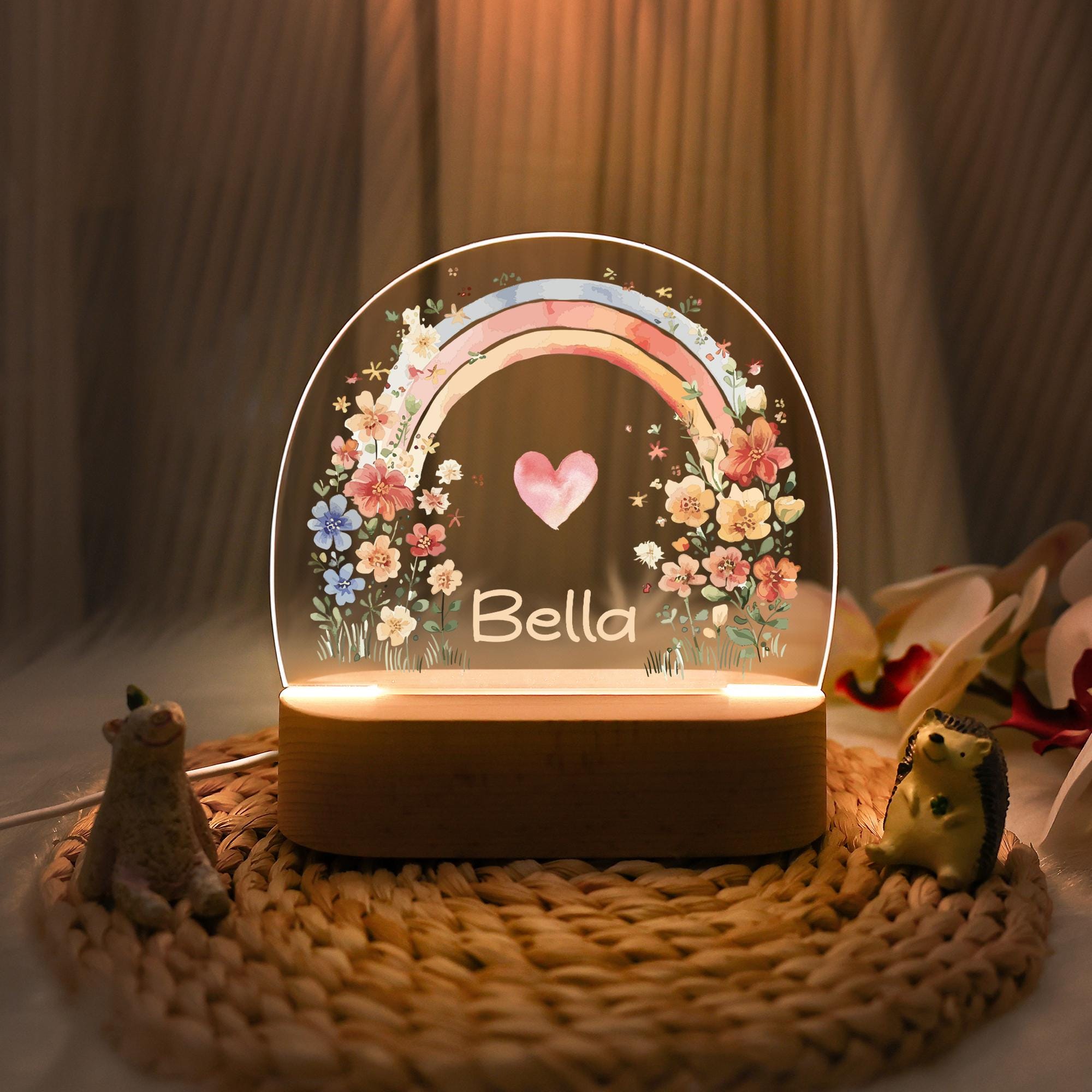 Lampada da notte in acrilico personalizzata, regalo per neonati, regalo per battesimo, cameretta dei bambini, regalo di compleanno, lampada da comodino - Italia
