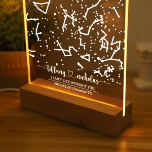 Sternenkarte Nachtlicht, Sternenkarte nach Datum, Nachthimmel nach Datum, Verlobungsgeschenk für Sie und Ihn, personalisierte Konstellationskarte Bild 8