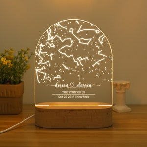 Mappa stellare personalizzata per nome/data Luce notturna, mappa personalizzata del primo appuntamento, mappa della costellazione personalizzata, regali per coppie personalizzate, regali di anniversario