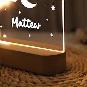 Personalisiertes Nachtlicht für Baby, Mondsternwolken, individuelles Nachtlicht mit Namen, Geschenk für Kinder, Kinderzimmerdekoration, Schlafzimmerlampe, Neugeborenengeschenk Bild 8