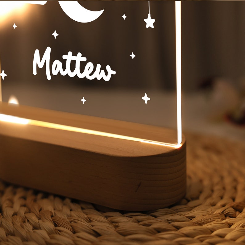 Personalisiertes Nachtlicht für Baby, Mondsternwolken, individuelles Nachtlicht mit Namen, Geschenk für Kinder, Kinderzimmerdekoration, Schlafzimmerlampe, Neugeborenengeschenk Bild 8