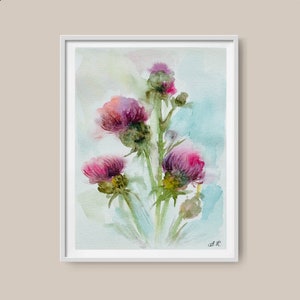 Scotland Thistle Watercolor Art Print: Botanical Floral Poster