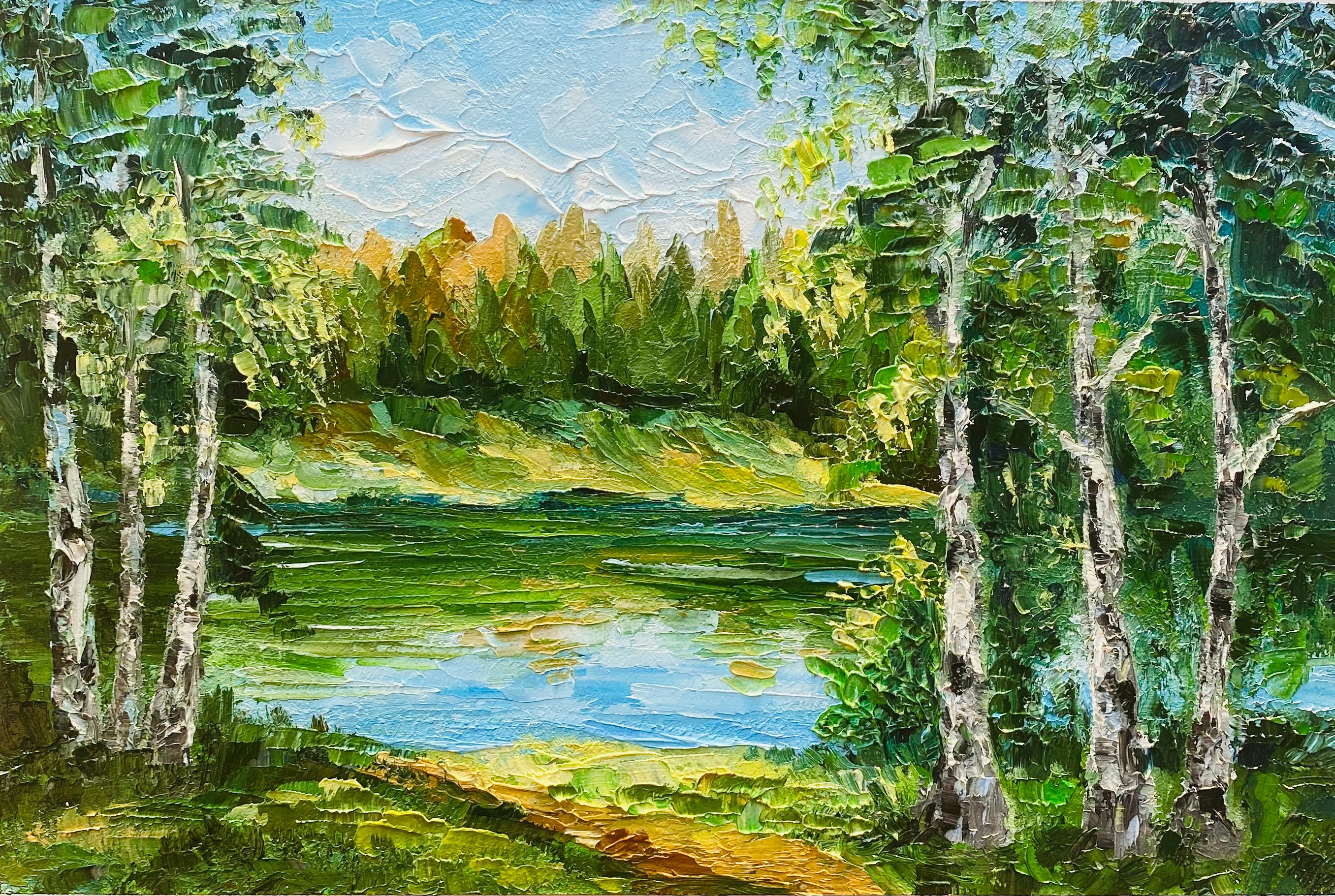 Oil Birch Tree Painting Original Art Aspen Forest Painting American ...