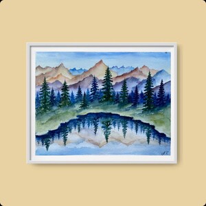Kiefernwald Aquarell Kunstdruck Grand Teton Nationalpark Gemälde Berglandschaft Wandkunst und Landschaft Aquarell Kunstdruck Kiefern Bäume Kunst