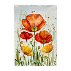 Papavero pittura originale acquerello arte opera d'arte floreale islandese papavero originale parete arte fiori rossi pittura ad acquerello papaveri rossi opera d'arte