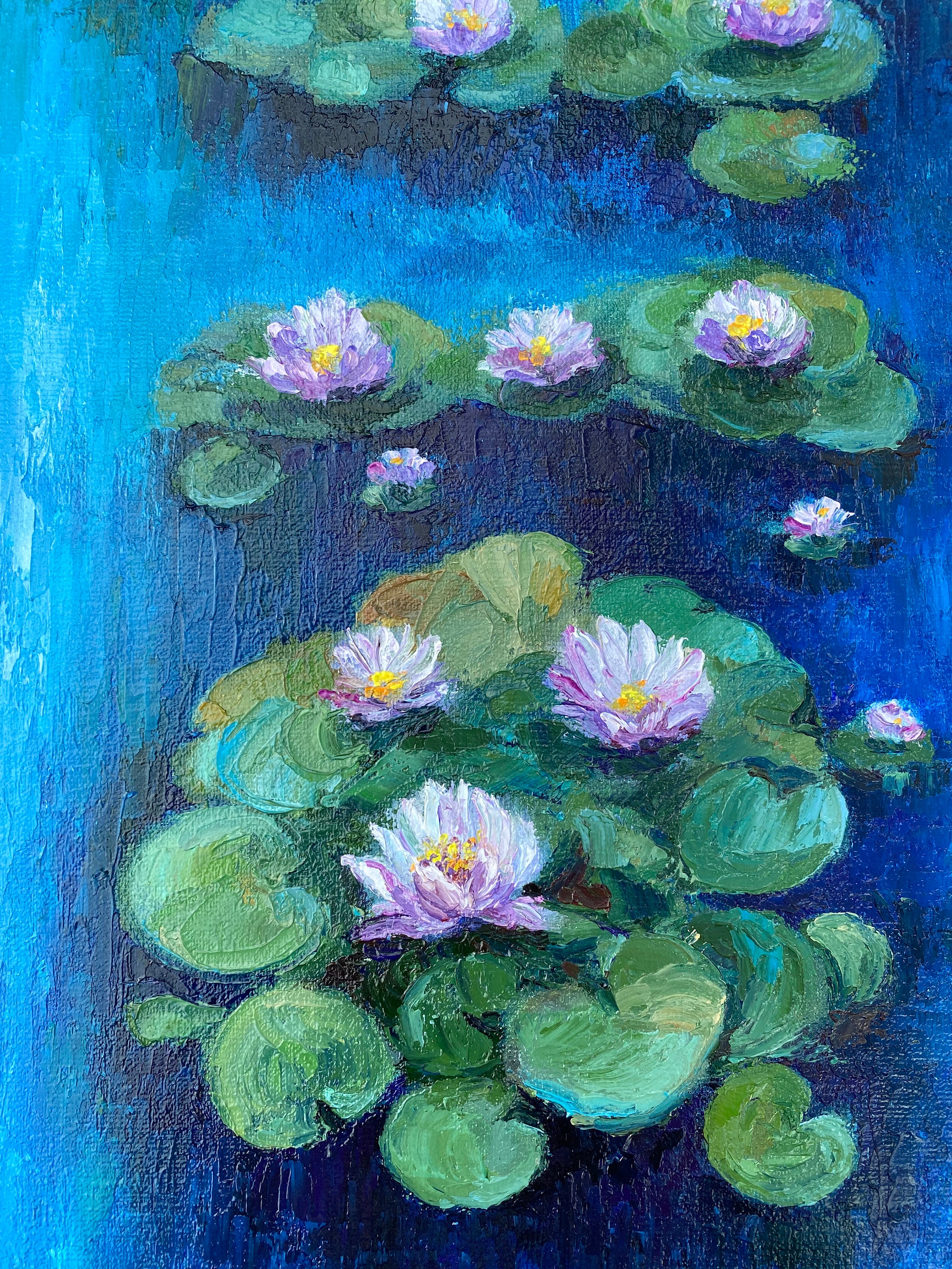 油絵 絵画【蓮の池】 油絵 蓮の池 絵画 HR 通販 12814518｜Creema(クリーマ)