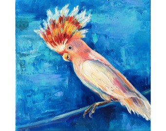オウムの絵画：オリジナルのインパスト油絵、オーストラリアのオウム