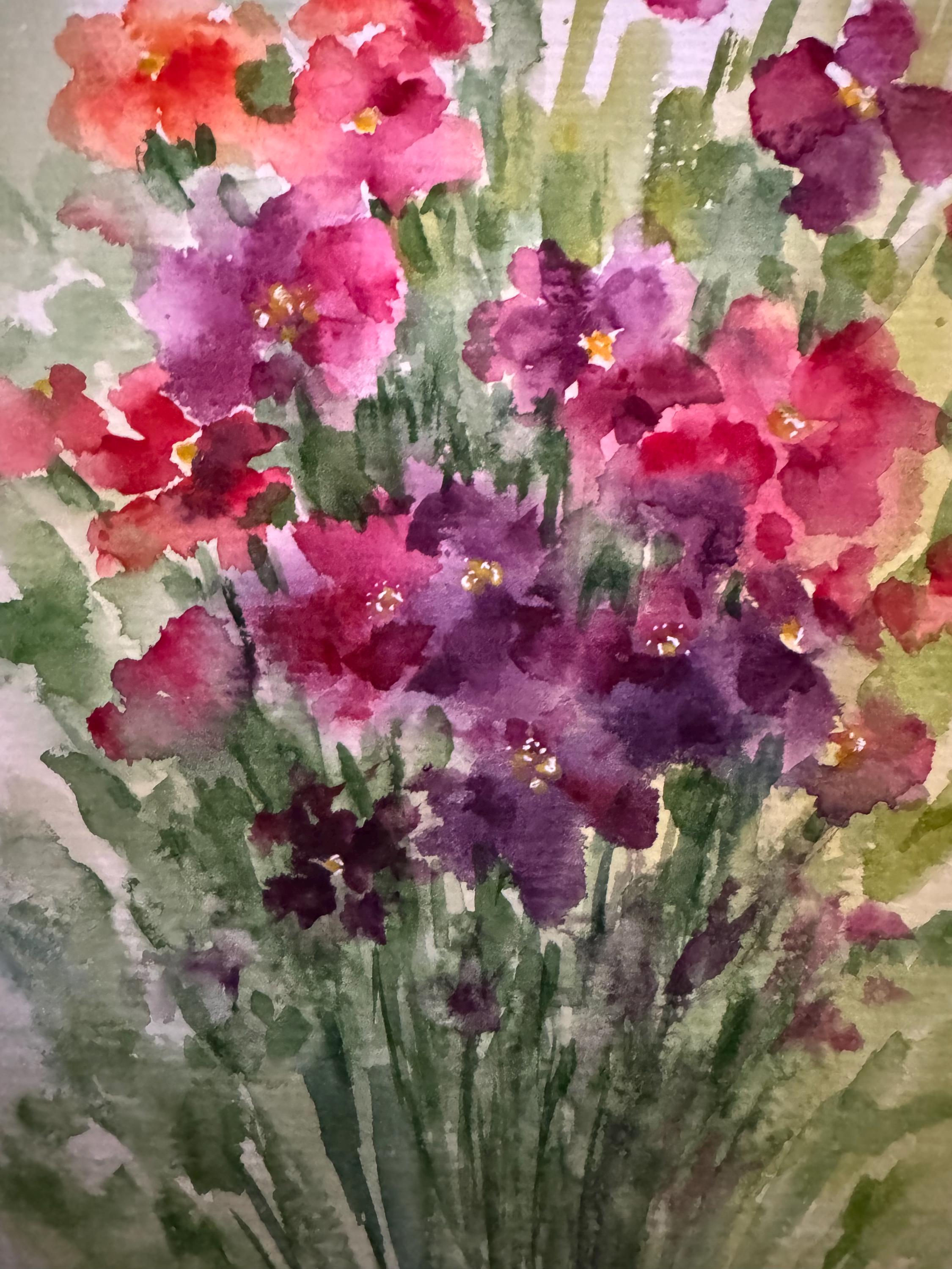 オリジナル水彩画「野の花」：草原の花のアート、8x6インチ - Etsy 日本