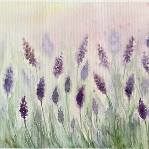 Lavendel Blumenbild Blumenbilder Lavendelfeld florales Bild Blumen der Provence Landschaft kleine Kunstwerke 200x200 von Alla