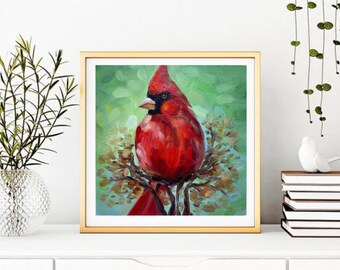 油絵　専用　赤い鳥の家族と赤い花 油絵 専用 赤い鳥の家族と赤い花 油絵 専用 赤い鳥の家族と赤い花