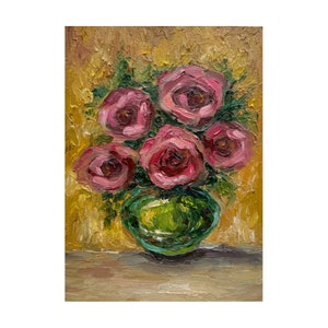 Pivoine, peinture florale originale, empâtement de pivoines, peinture de fleurs, peinture abstraite, pivoine, art mural, peinture 3D, 7 x 5 pouces, par Alla