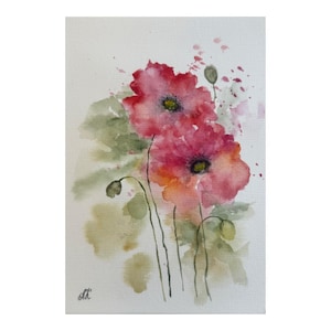 California Poppy Painting original watercolor art floral artwork Poppy Original Wall Art Red Flowers Watercolor Painting Red Poppies Artwork
