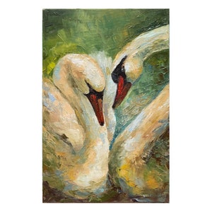 油絵 油彩 油彩画 絵 絵画 【白黒風景のハクチョウ池】