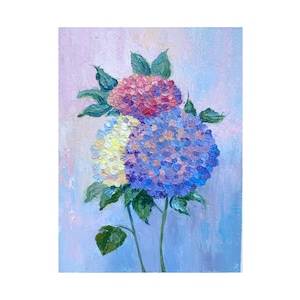 Hydrangea Painting Floral Original Art Hydrangea Wall Art Impasto Painting Flowers Artwork Hydrangea small painting 8 by 6 inches by Alla