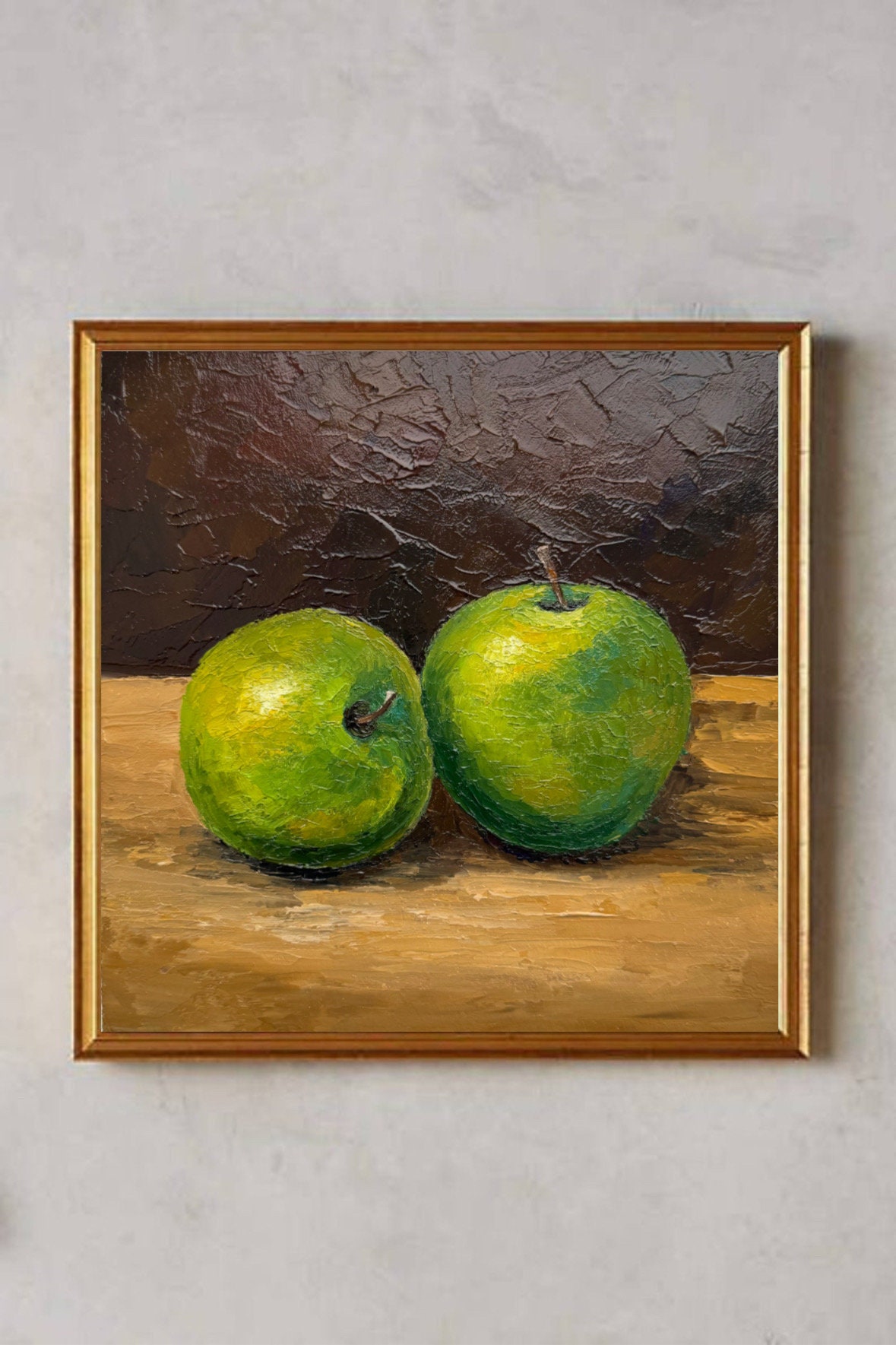 Green Apple Oil Painting: Impasto Fruit Still Life, 8x8 - Etsy Israel