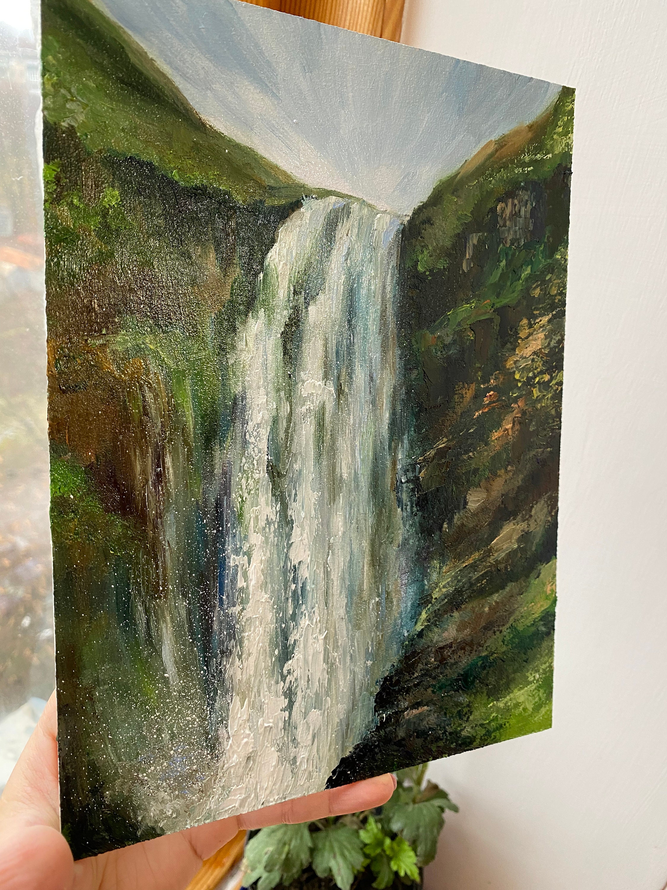 スコットランドの滝の絵画：オリジナルハイランド油絵、9.5x7 - Etsy 日本