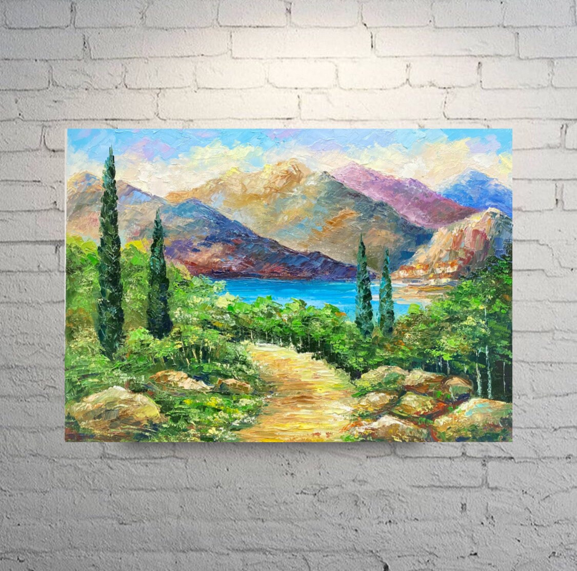 トスカーナ風景油絵：イタリアの山岳芸術、10x14 - Etsy 日本