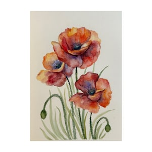 California Poppy Painting original watercolor art floral artwork Poppy Original Wall Art Red Flowers Watercolor Painting Red Poppies Artwork