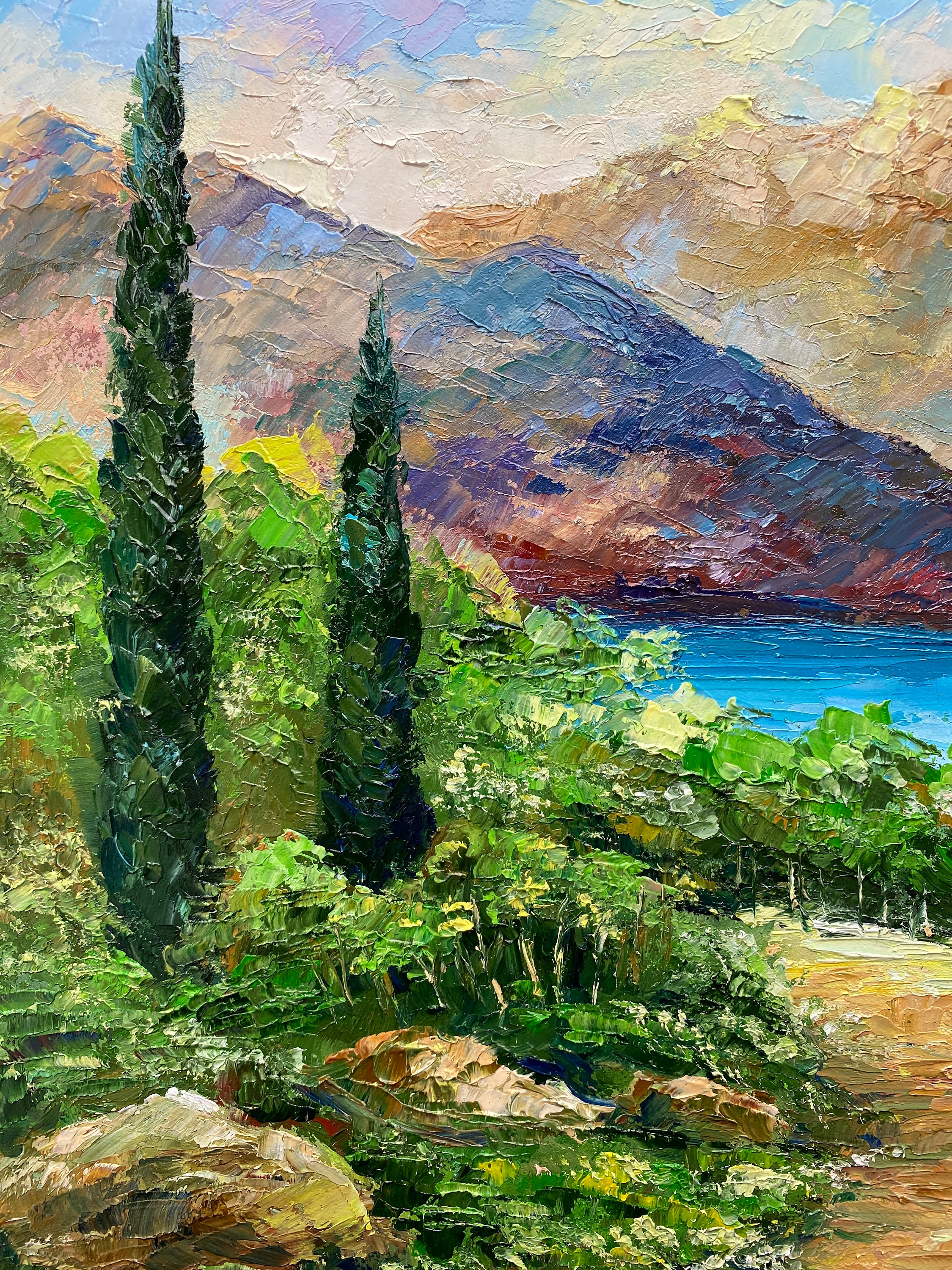 トスカーナ風景油絵：イタリアの山岳芸術、10x14 - Etsy 日本