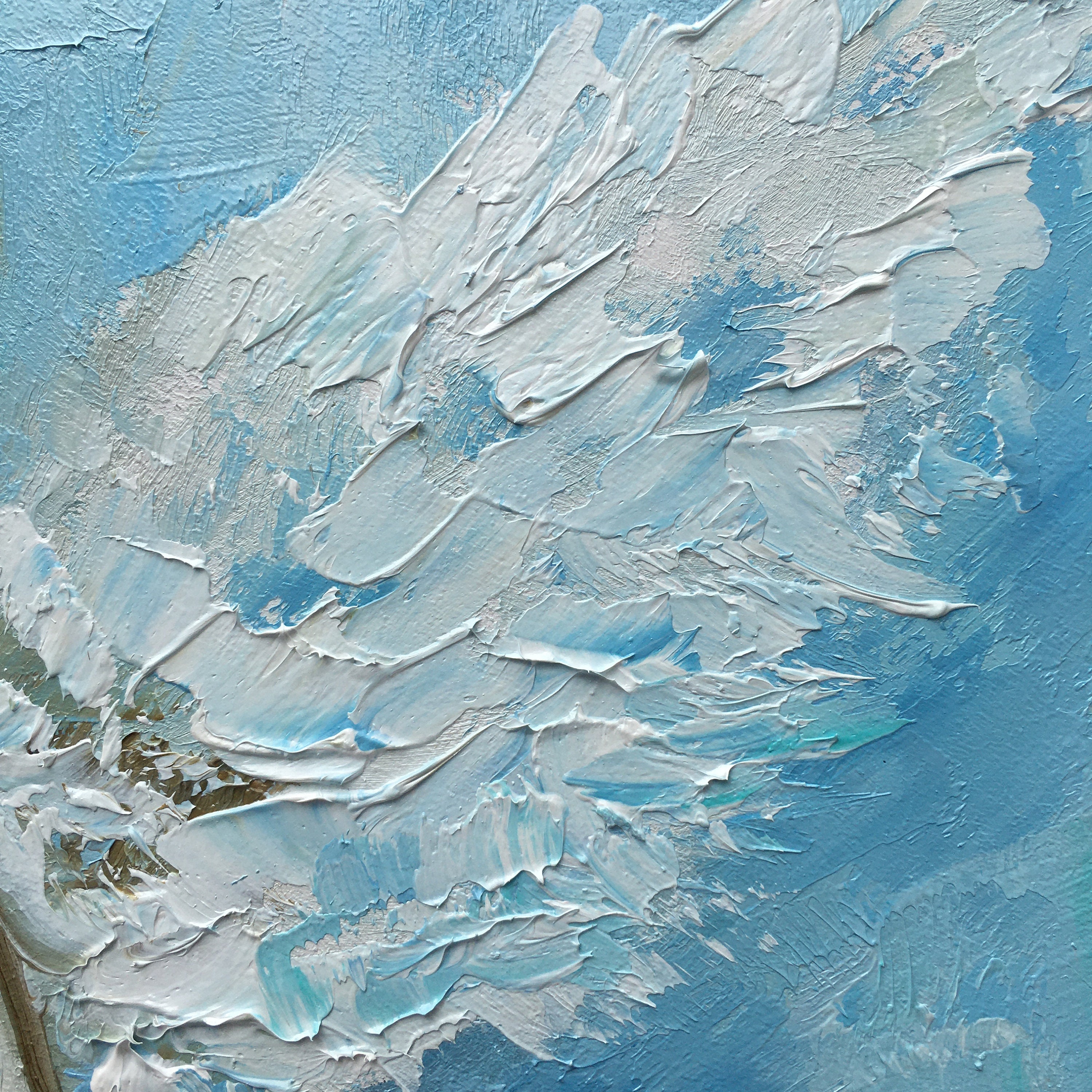 油絵   天使 花布上的天使 45×38cm 木板油画
