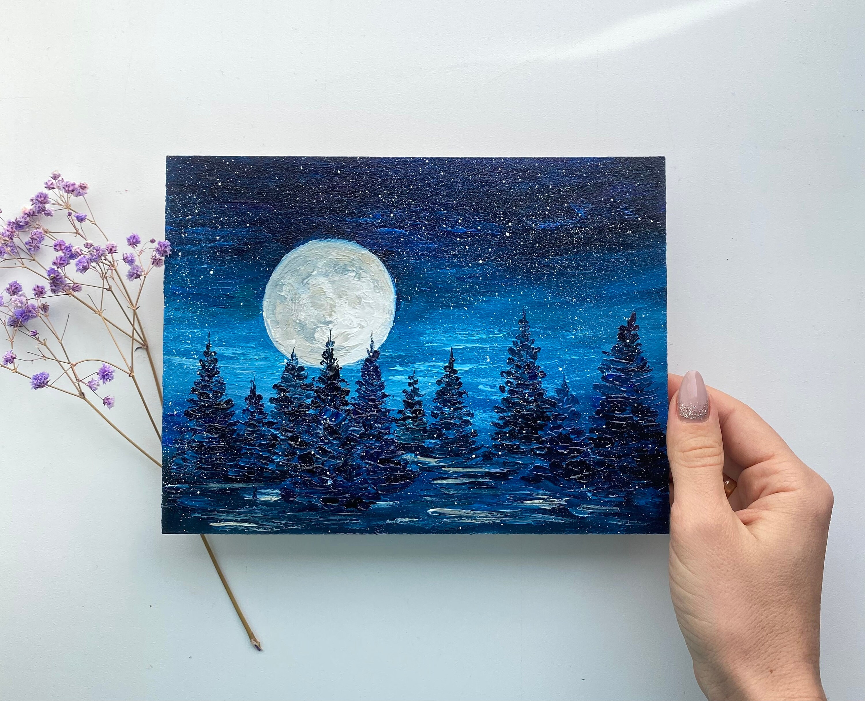 風景画「moonlight」painterTMK本人出品　油絵　月光　一点もの 月光 | アートプリント