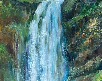 スコットランドの滝の絵画：オリジナルハイランド油絵、9.5x7 - Etsy 日本